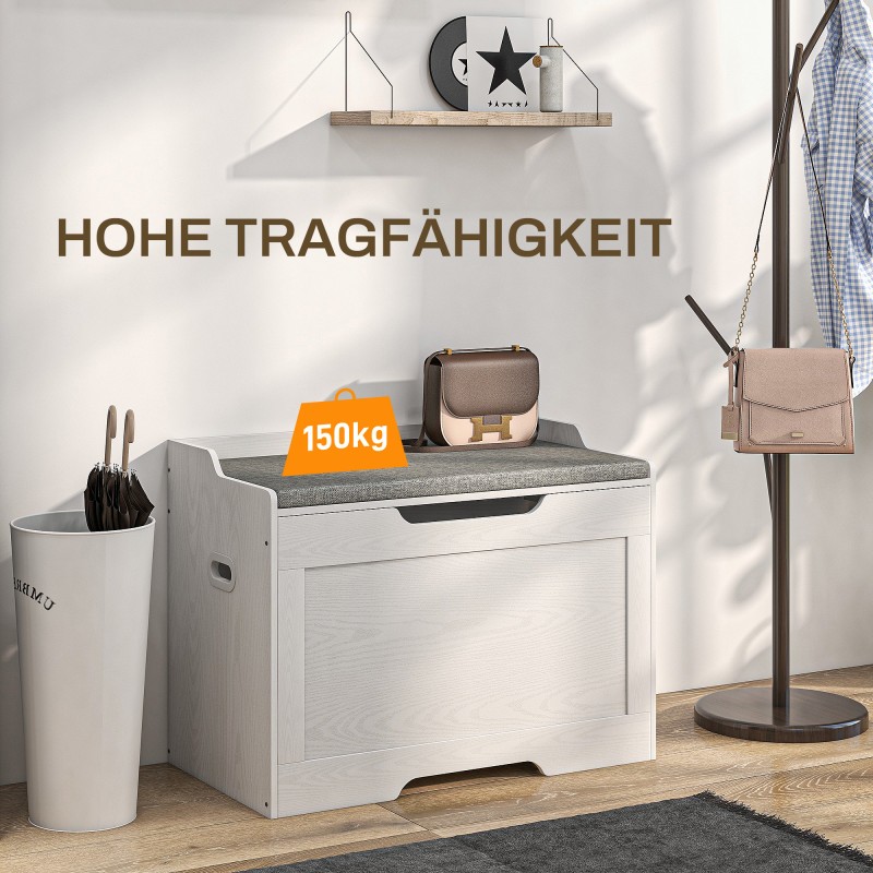 Säilytyspenkki turvasaranalla 103 l, valkoinen/harmaa, 75 x 40 x 56 cm