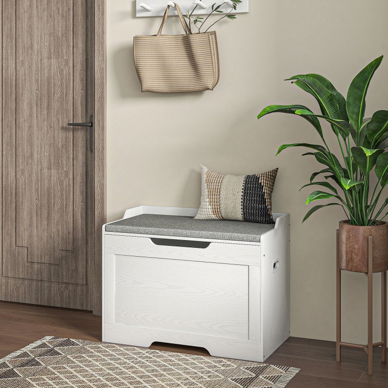 Säilytyspenkki turvasaranalla 103 l, valkoinen/harmaa, 75 x 40 x 56 cm