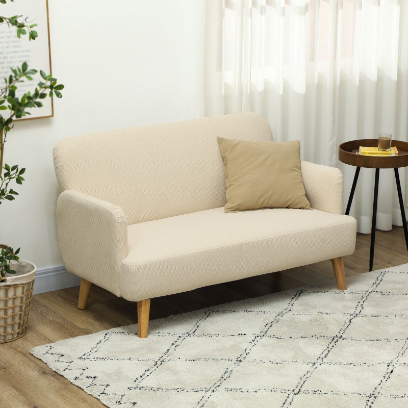 Kahden istuttava sohva, samettiverhoilu, kantavuus 240 kg, 130x74x79 cm, cremevalkoinen