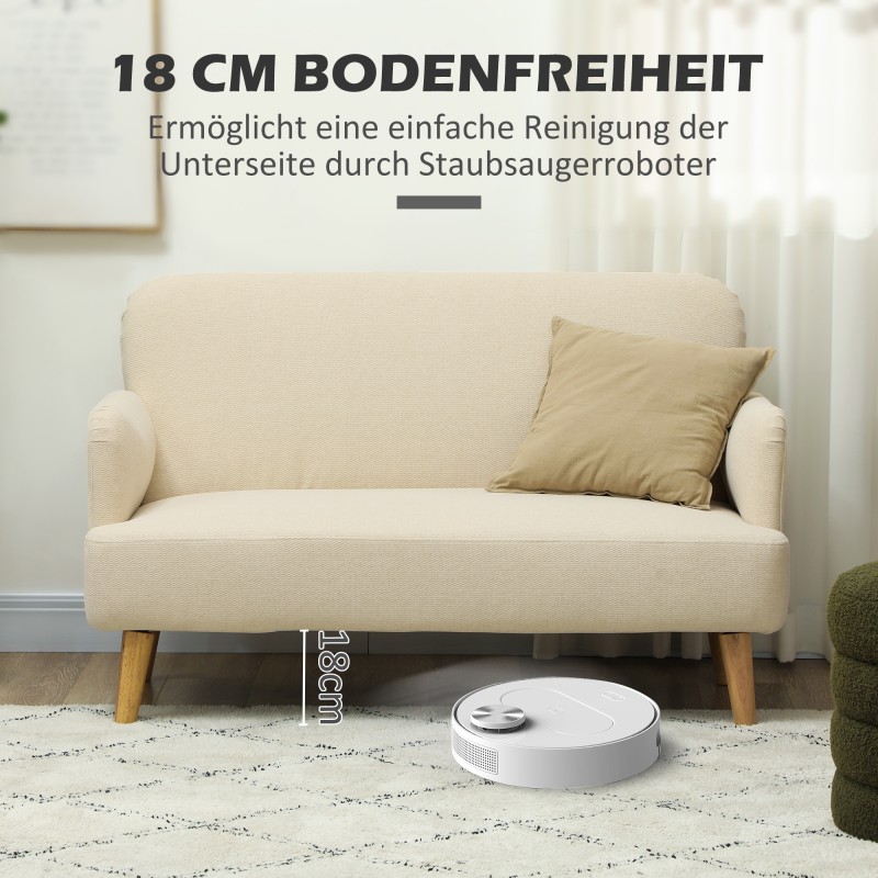 Kahden istuttava sohva, samettiverhoilu, kantavuus 240 kg, 130x74x79 cm, cremevalkoinen