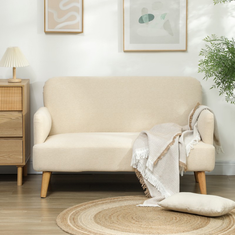 Kahden istuttava sohva, samettiverhoilu, kantavuus 240 kg, 130x74x79 cm, cremevalkoinen