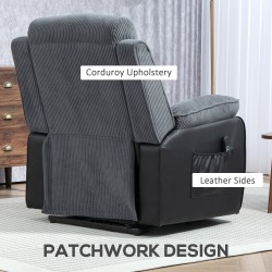 Sähköinen nousuavusteinen lepotuoli, vakosamettipäällyste, USB-käsiohjain, tummanharmaa