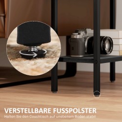 Sivupöytä 3-tasoinen lastulevy ja teräs 43 x 18 x 62,5 cm musta / puunsävy