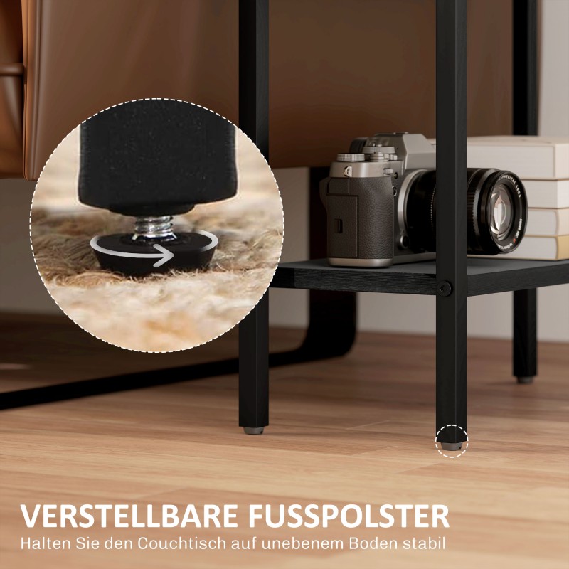 Sivupöytä 3-tasoinen lastulevy ja teräs 43 x 18 x 62,5 cm musta / puunsävy