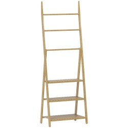 Kylpyhuonehylly 3 tasoinen ja 3 pyyhetangolla A mallinen bambu 53 5 x 30 x 153 cm luonnonväri