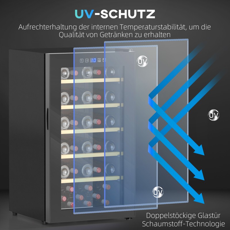 Viinikaappi 41 pullolle 91 L, kompressorijäähdytys, LED-näyttö ja kosketuspaneeli, musta