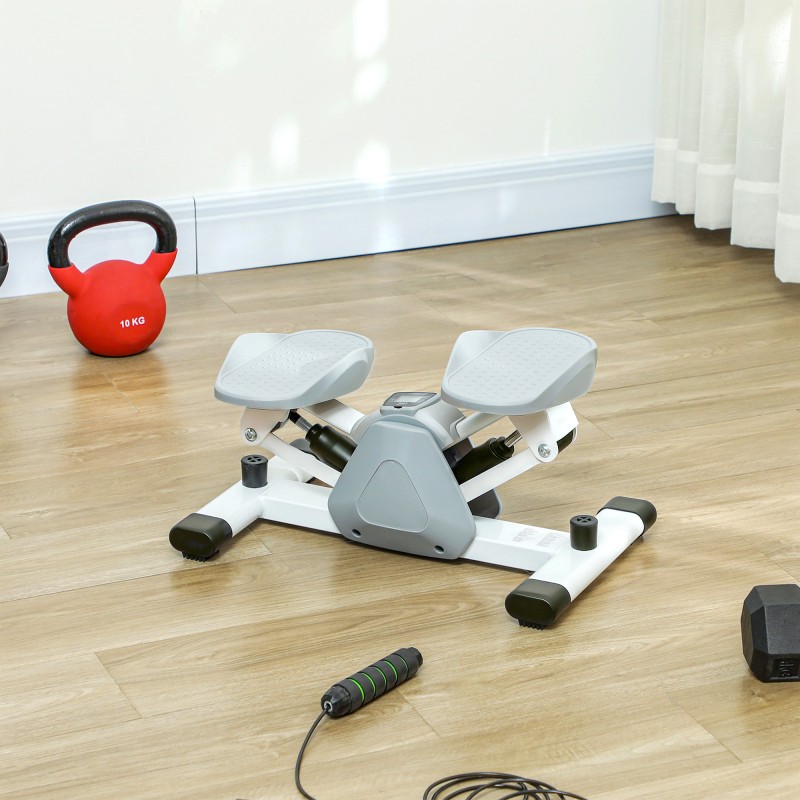 Ministepperi kotikuntoiluun LCD-näytöllä ja liukuesteaskelmilla, harmaa