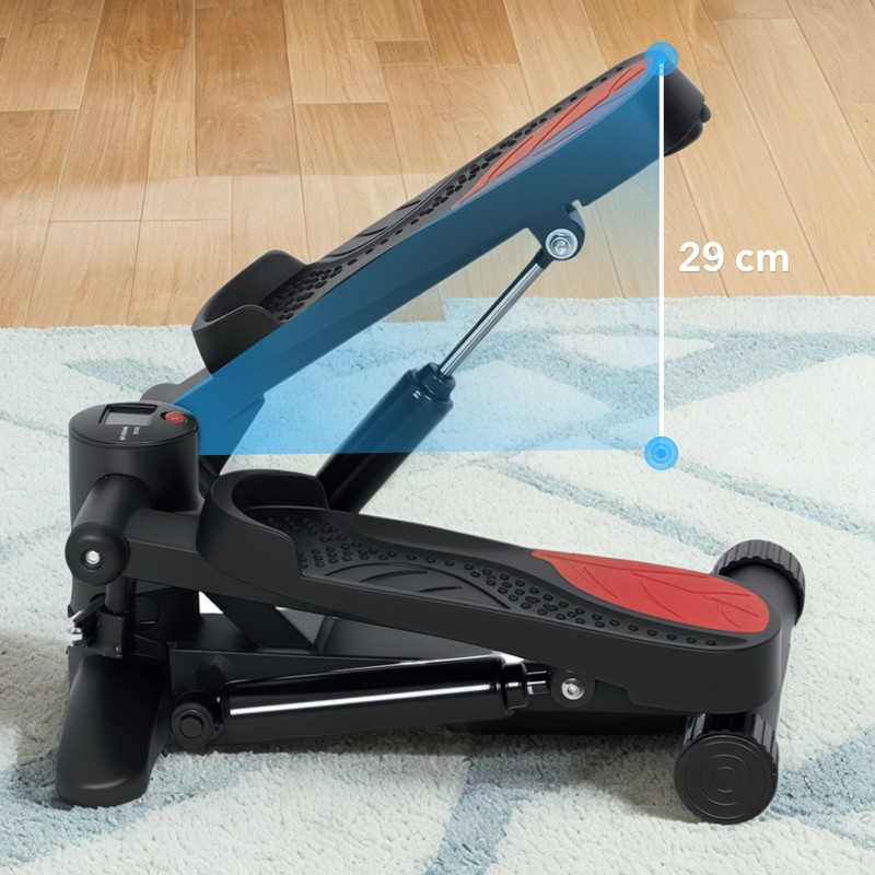 Ministepperi koti- ja toimistotreeniin, LCD-näyttö, hydraulinen vaimennus, musta