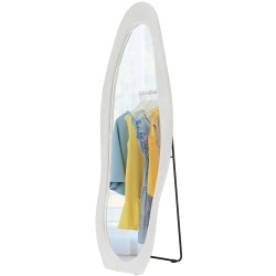 Kokofiguuripeili aaltoileva samettikehys 160 x 50 cm valkoinen freistehende