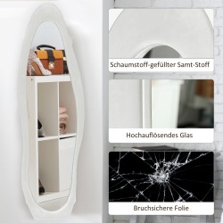 Kokofiguuripeili aaltoileva samettikehys 160 x 50 cm valkoinen freistehende