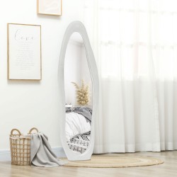 Kokofiguuripeili aaltoileva samettikehys 160 x 50 cm valkoinen freistehende