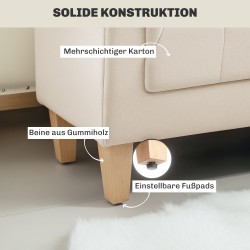 Istuinpenkki vintage-tyyli chenille, 115 x 44 x 58 cm, 2 tyynyä, beige