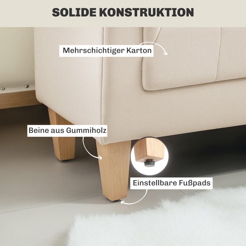 Istuinpenkki vintage-tyyli chenille, 115 x 44 x 58 cm, 2 tyynyä, beige