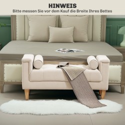 Istuinpenkki vintage-tyyli chenille, 115 x 44 x 58 cm, 2 tyynyä, beige