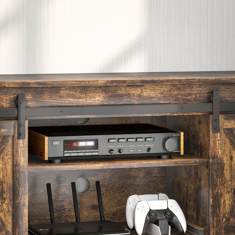 TV-taso 60" televisiolle, teollinen tyyli, lastulevy ja teräs, 120x40x54 cm, ruskea/musta