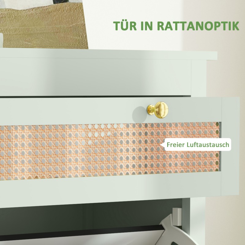 Kenkäkaappi 12 parille, MDF ja polyratan, 88 x 30 x 120 cm, vihreä