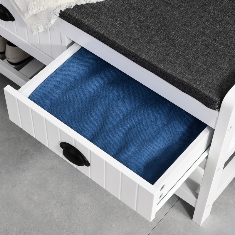 Eteiskaluste koukuilla ja kenkähyllyllä, MDF, 89x42x172 cm, valkoinen/harmaa