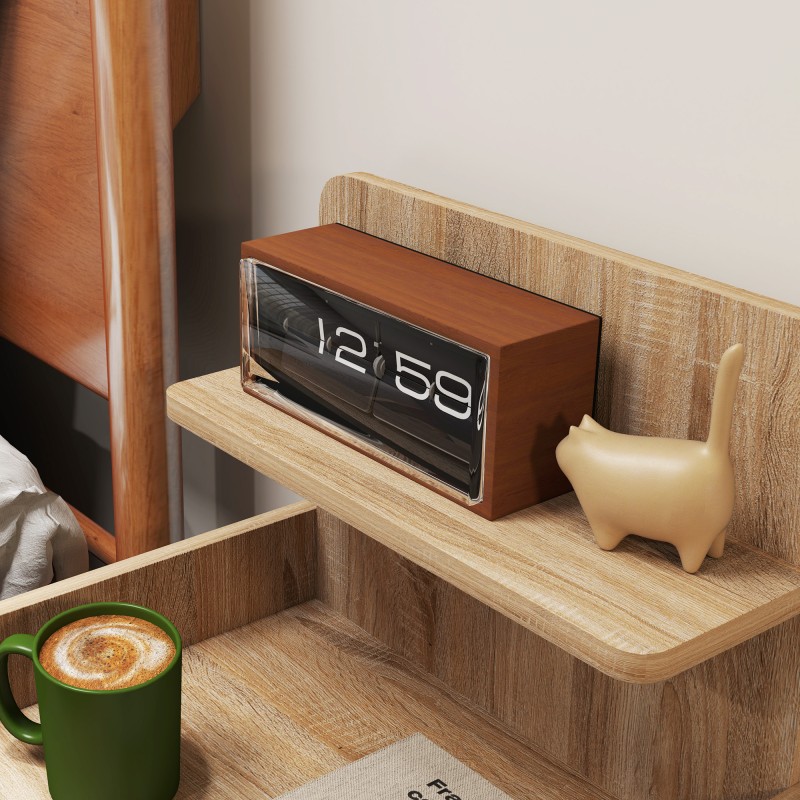 Yöpöytä / sivupöytä säilytystilalla, lastulevy, 40 x 35 x 66 cm, luonnonpuunsävy