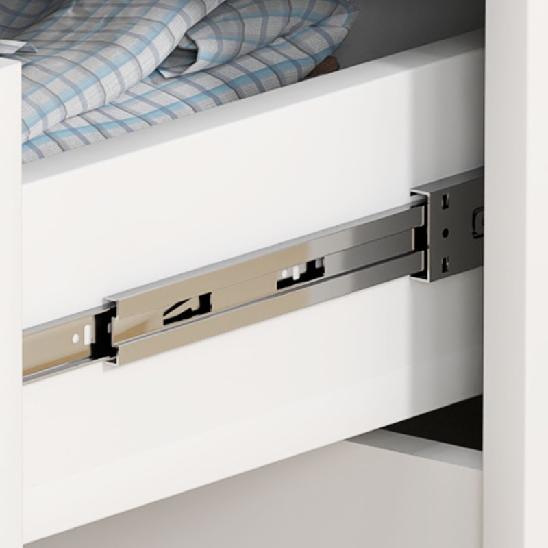 Lipasto makuuhuoneeseen, 4 laatikkoa, lastulevy melamiinipinnoitteella, 60 x 40 x 85 cm, valkoinen korkeakiilto