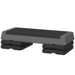 Säädettävä step lauta askeltreeniin muovia 77 x 36 cm kantavuus 250 kg harmaa musta