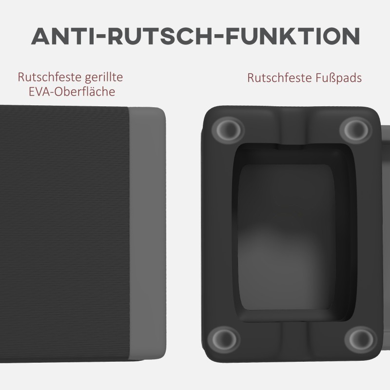 Säädettävä step-lauta askeltreeniin, muovia, 77 x 36 cm, kantavuus 250 kg, harmaa/musta