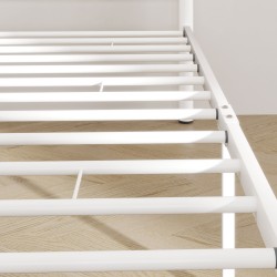 Yhden hengen sängynrunko terästä 90x200 cm, korkea pääty, valkoinen