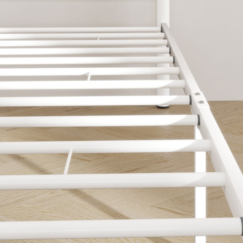 Yhden hengen sängynrunko terästä 90x200 cm, korkea pääty, valkoinen