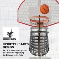 Koripallon palautusosa koriin, säädettävä 360° rebounder, muovi, 35,6 x 35,6 x 75,5 cm, musta