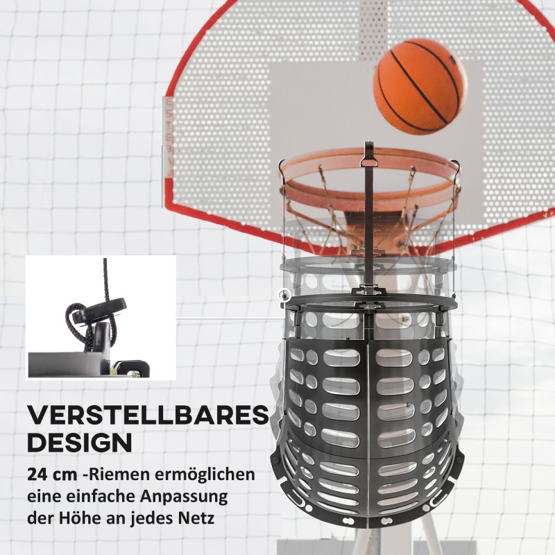 Koripallon palautusosa koriin, säädettävä 360° rebounder, muovi, 35,6 x 35,6 x 75,5 cm, musta