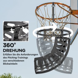 Koripallon palautusosa koriin, säädettävä 360° rebounder, muovi, 35,6 x 35,6 x 75,5 cm, musta