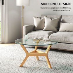 Pyöreä lasinen sivupöytä olohuoneeseen, karkaistu lasi ja teräsrunko, Ø80 x 45 cm, läpinäkyvä