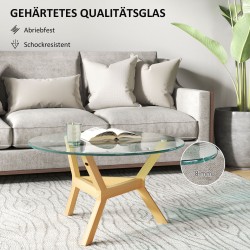 Pyöreä lasinen sivupöytä olohuoneeseen, karkaistu lasi ja teräsrunko, Ø80 x 45 cm, läpinäkyvä