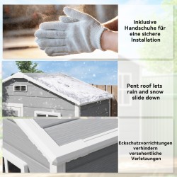 Pihavarasto muovi/alumiini 1,9 m² harjakatto lattialla 182 x 121 x 200 cm harmaa lukittava ovi