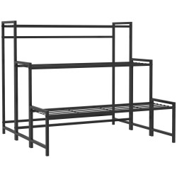 Metallinen kukkateline 3 tasoinen sisä ja ulkokäyttöön 75 x 70 x 66 cm musta