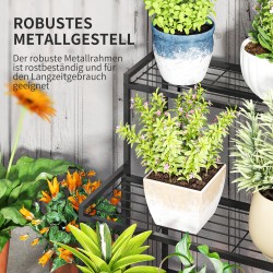 Metallinen kukkateline 3-tasoinen sisä- ja ulkokäyttöön 75 x 70 x 66 cm musta