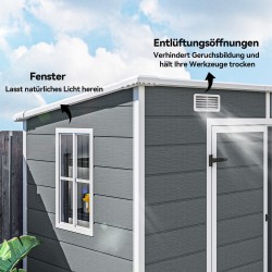 Muovinen pihavarasto lattialla 2,4 x 1,3 m, polypropeeni ja alumiini, harmaa