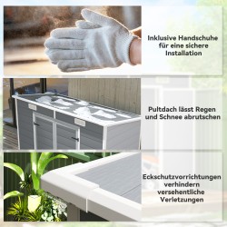 Muovinen pihavarasto lattialla 2,4 x 1,3 m, polypropeeni ja alumiini, harmaa