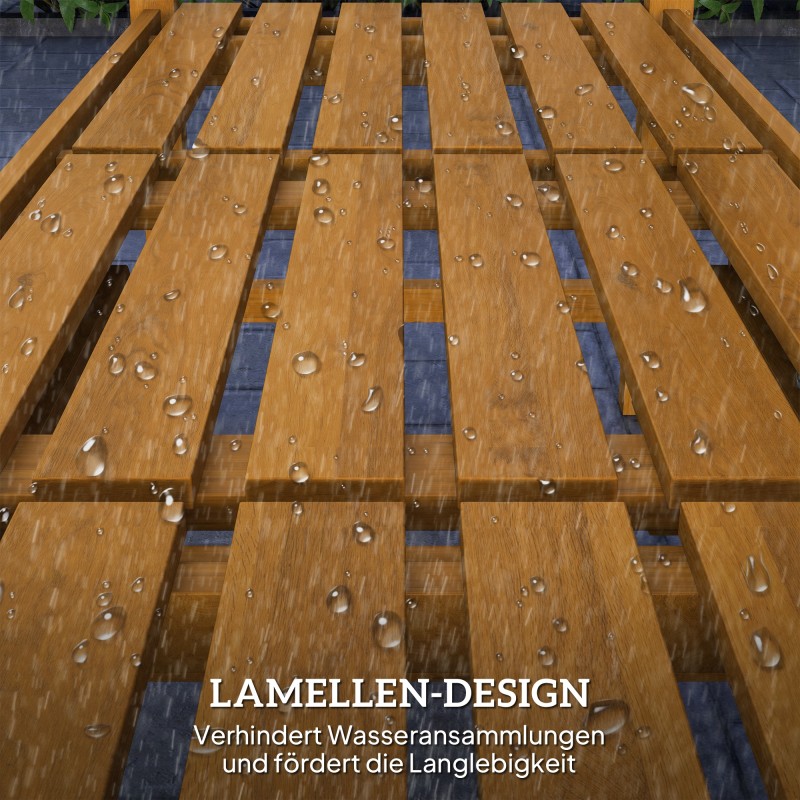 Puutarhapenkki 2–3 hengelle, akaasiapuu, taitettavalla pöydällä, 149x56,5x89 cm, teak