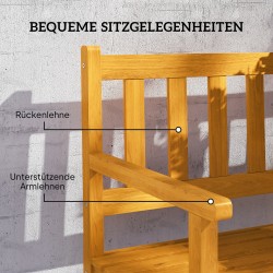 Puutarhapenkki 2–3 hengelle, akaasiapuu, taitettavalla pöydällä, 149x56,5x89 cm, teak