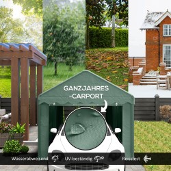 Autotallikatos autoille ja veneille, teräsrunko ja polyesterikate, 3 x 6 m, vihreä