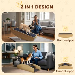 Koiran tasapainolauta ja ramppi, 2‑in‑1 koirien agilitykeinu ja portaat, kuusipuu, 80 x 39,5 cm, musta