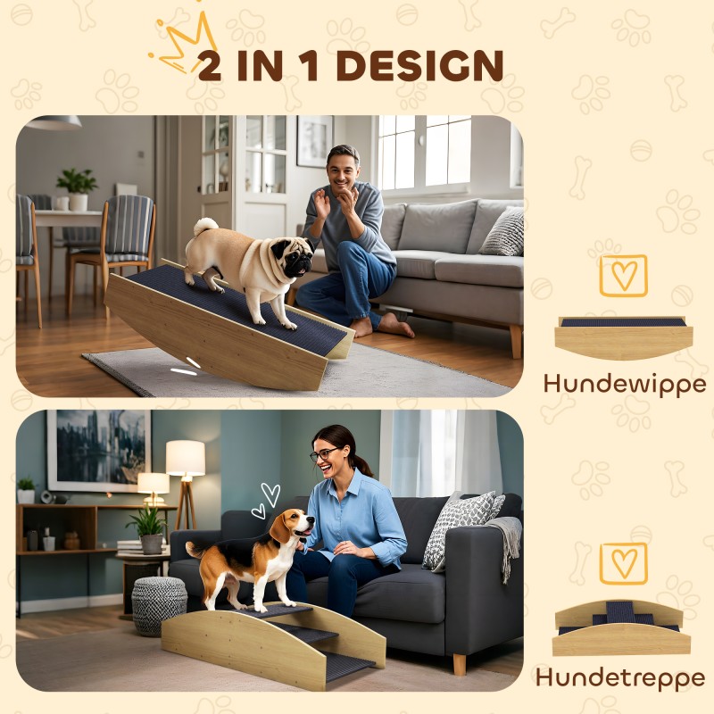 Koiran tasapainolauta ja ramppi, 2‑in‑1 koirien agilitykeinu ja portaat, kuusipuu, 80 x 39,5 cm, musta