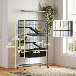 Pieneläinhäkki 5 tasoa teräs ja muovi 88 x 48 x 150,5 cm tummanharmaa