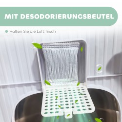 Kissan suljettu hiekkalaatikko yläaukolla ja vetolaatikolla, muovi, 40,5 x 52,5 x 42,5 cm, harmaa-valkoinen-musta