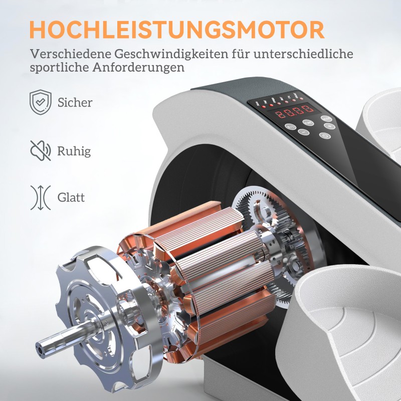 Jalkatreenilaite istuma-asentoon, mini ellipsitraineri, 10 nopeustasoa, LCD-näyttö, kaukosäädin, valkoinen