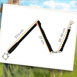 Koiran pyöräilytalutin satulatolppaan, teräsputki ja joustava talutin, 124 cm, musta