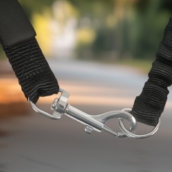 Koiran pyöräilytalutin satulatolppaan, teräsputki ja joustava talutin, 124 cm, musta