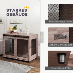 Koiran kuljetushäkki ja lepotila, puu ja teräs, 98 x 60 x 78 cm, vaaleanruskea