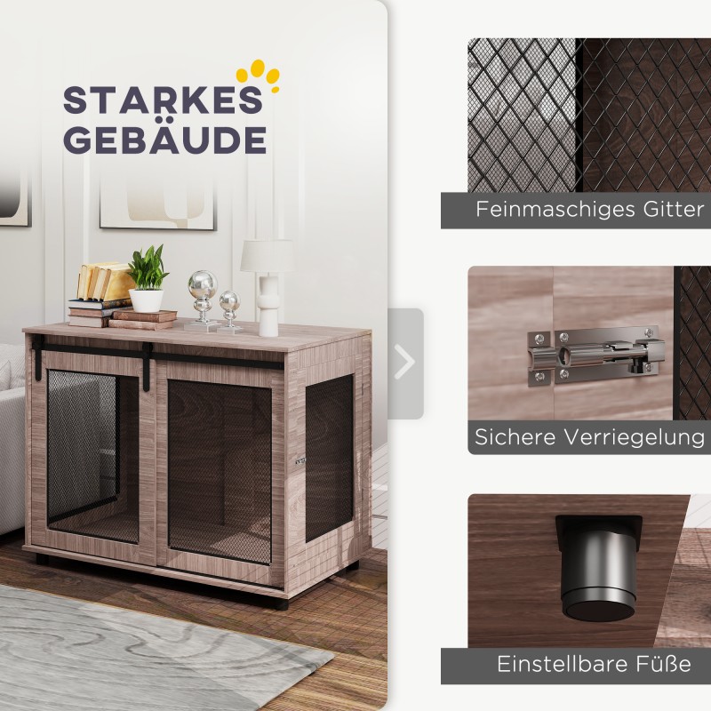 Koiran kuljetushäkki ja lepotila, puu ja teräs, 98 x 60 x 78 cm, vaaleanruskea