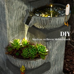 Ulkokäyttöön vesiputousallas 4-tasoinen LED-valoilla ja pumpulla, 85 cm, harmaa